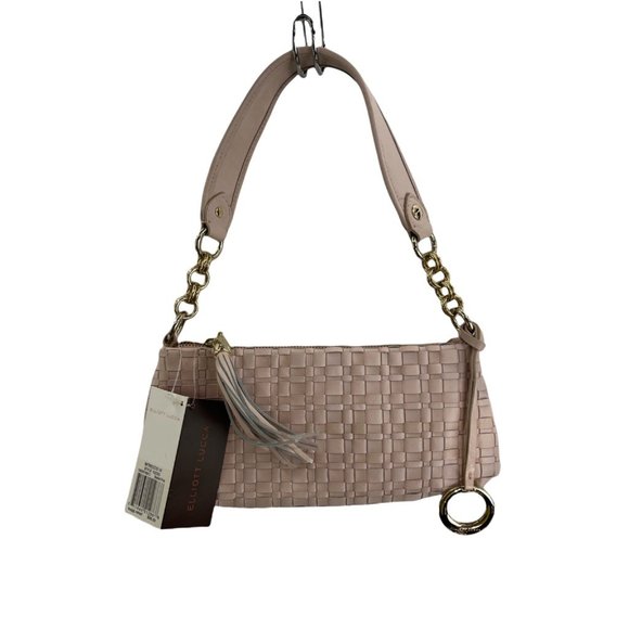 Elliott Lucca Womens Intreccio III Hobo Handbag Pink Basket Wave Sling S New - Picture 1 of 9